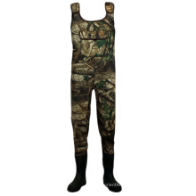 Good Quality Men's Camo Chest Neoprene Wader Hunting Waders suit with Rubber Boots